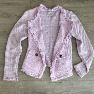 NIC+ZOE Lavender Textured Cardigan with Fringe